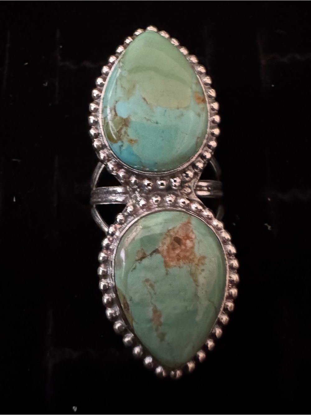 Blue moon Turquoise Double Teardrop Statement Ring - Women's sterling Silver